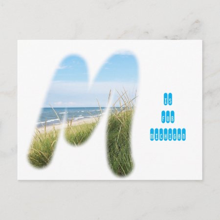 M Is For Michigan Postcard