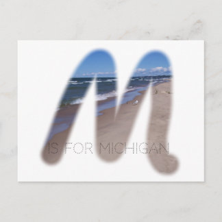 M is for Michigan Postcard