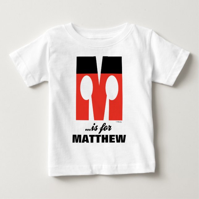 M is for Mickey | Add Your Name 2 Baby T-Shirt (Front)