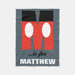 M is for Mickey   Add Your Name 2 Fleece Blanket