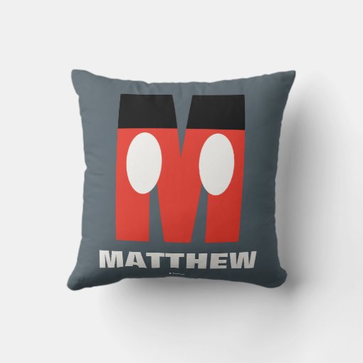 M is for Mickey | Add Your Name Throw Pillow | Zazzle