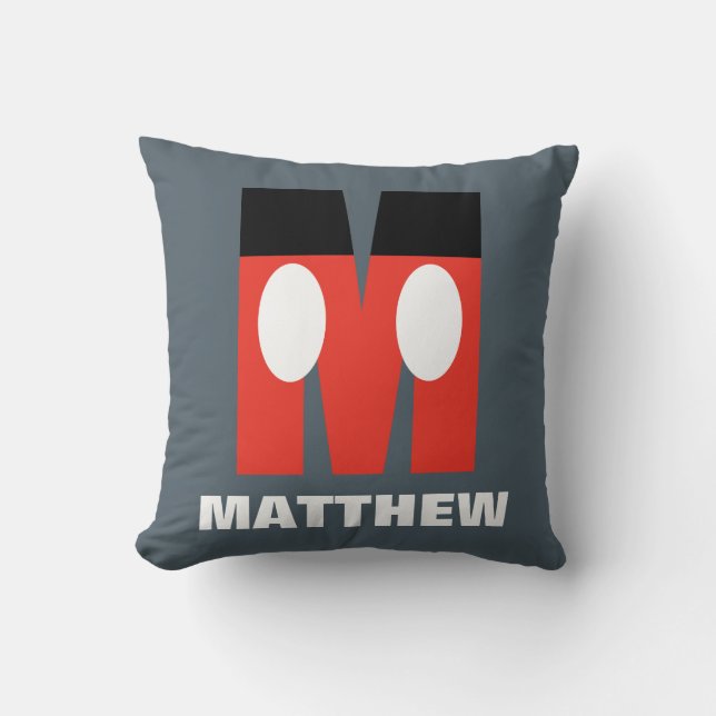 M is for Mickey | Add Your Name Throw Pillow (Front)