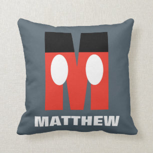 M is for Mickey   Add Your Name Throw Pillow