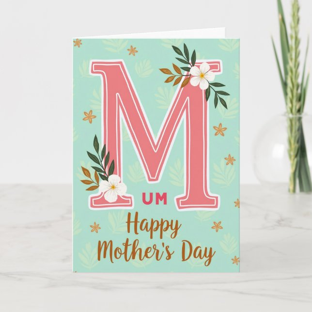 M Is For Mom Mothers Day Card (Front)