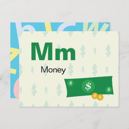 M is for Money _ Alphabet Flash Card
