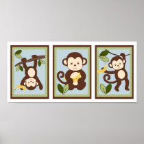 M is for Monkey Jungle Nursery Wall Art Print