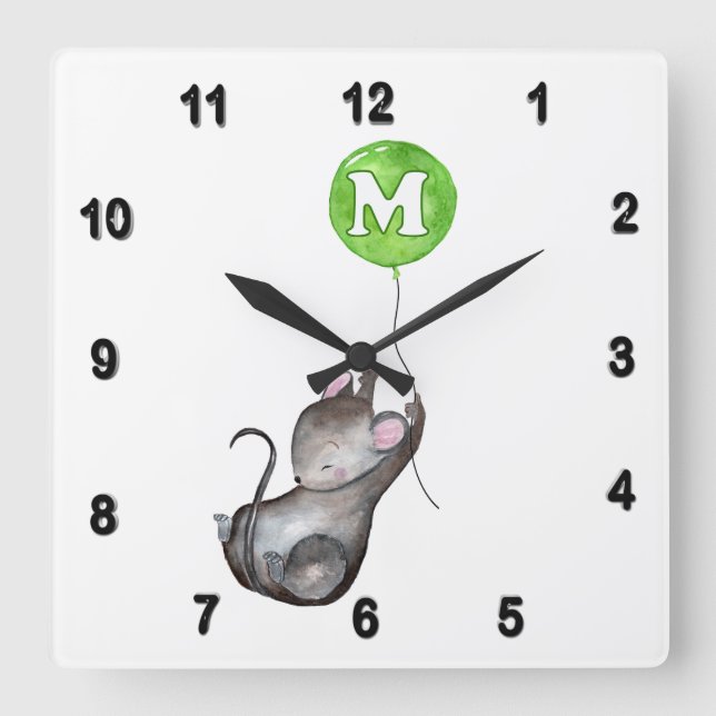 M is for MOUSE Square Wall Clock (Front)