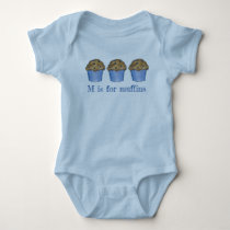 M is for Muffins Blueberry Muffin Baked Goods ABCs Baby Bodysuit
