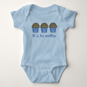 M is for Muffins Blueberry Muffin Baked Goods ABCs Baby Bodysuit