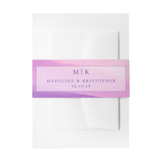 M K Romantic Pink Purple Gradient Serif Invitation Belly Band