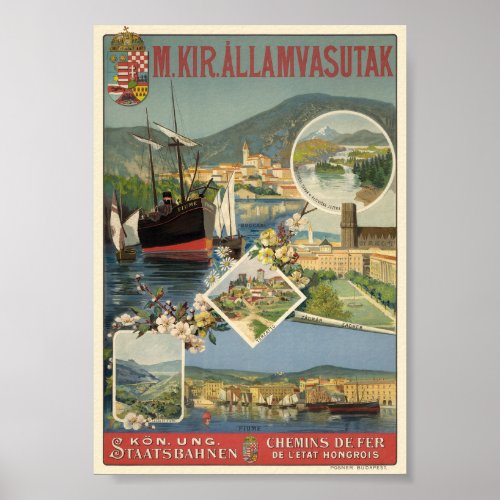 M Kir Allamvasutak Hungary Vintage Poster 1890