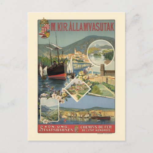 M Kir Allamvasutak Hungary Vintage Poster 1890 Postcard
