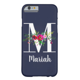 M Letter Initial Monogram Floral Custom Color Name Barely There iPhone 6 Case
