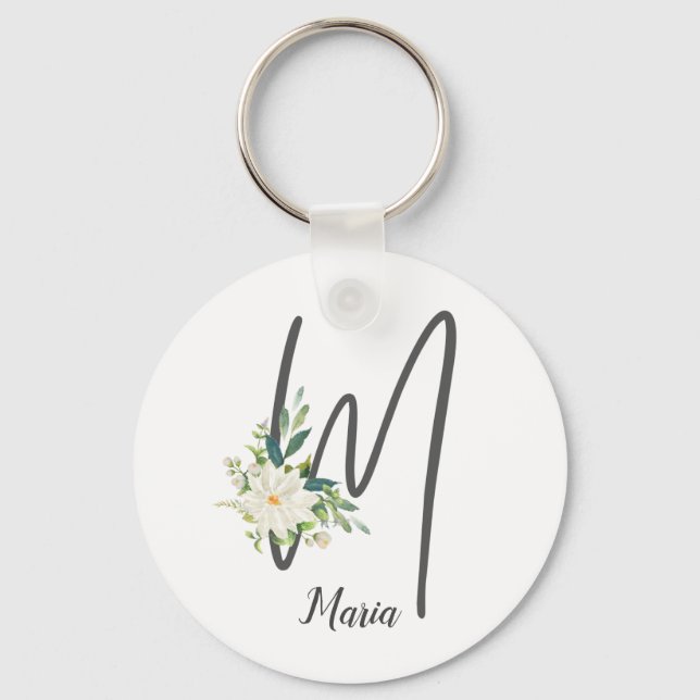 M Letter Monogram Blush  Keychain (Front)