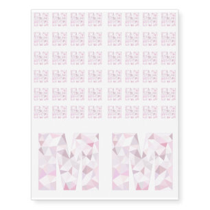 M - Low Poly Triangles - Neutral Pink Purple Gray Temporary Tattoos