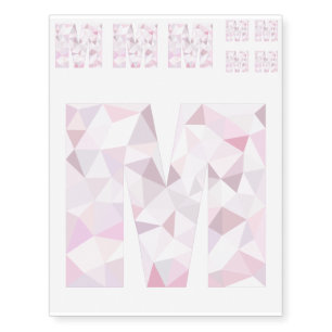 M - Low Poly Triangles - Neutral Pink Purple Gray Temporary Tattoos