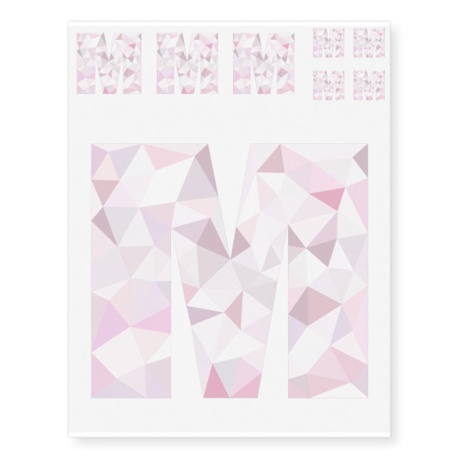 M - Low Poly Triangles - Neutral Pink Purple Gray Temporary Tattoos (Front)