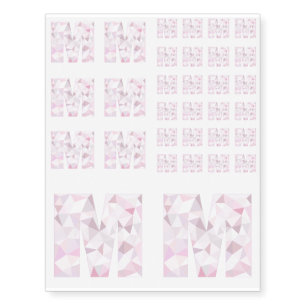 M - Low Poly Triangles - Neutral Pink Purple Gray Temporary Tattoos