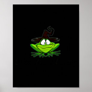 M Machusetts Whimsy Frog Witches Hat Halloween Wit Poster