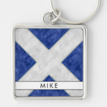 M Mike Nautical Signal Flag + Your Name Keychain