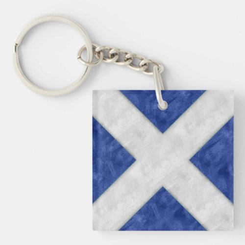 M Mike Watercolor Nautical Signal Maritime Flag Keychain