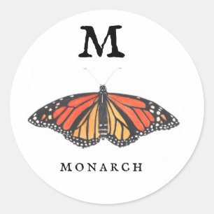 "M" Monarch  Classic Round Sticker