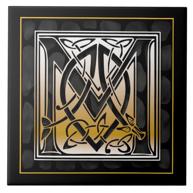 M Monogram Celtic Black Stone Ceramic Tiles (Front)