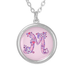 M monogram decorative letter necklace