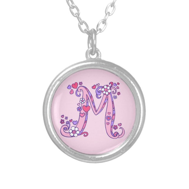 M monogram decorative letter necklace (Front)