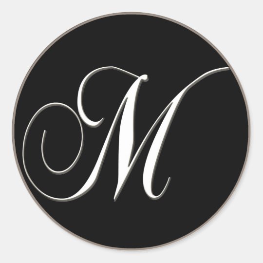 M monogram - elegant black and white classic round sticker | Zazzle.com