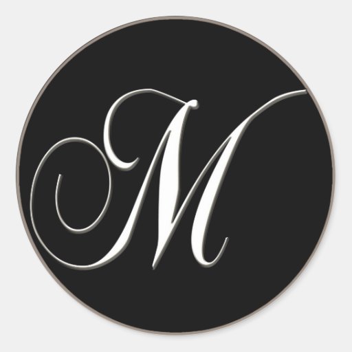 M monogram - elegant black and white classic round sticker | Zazzle