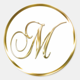 M Monogram Faux Gold Envelope Or Favor Seal