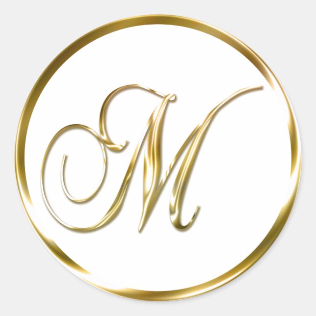 M Monogram Faux Gold Envelope Or Favor Seal (Front)