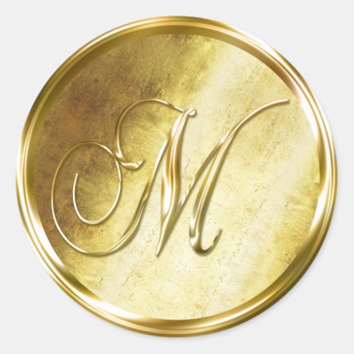 M Monogram Faux Gold Envelope Seal Stickers