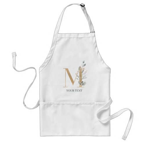 M Monogram Floral Personalized Adult Apron