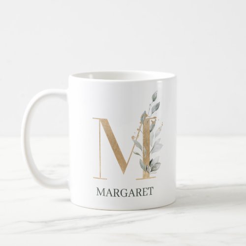 M Monogram Floral Personalized Coffee Mug