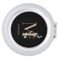 Champagne Gold Engraved Monogram Compact Mirror Personalised 