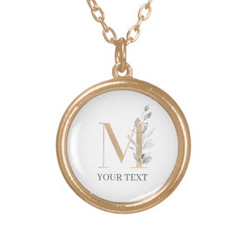 M Monogram Floral Personalized Gold Plated Necklace