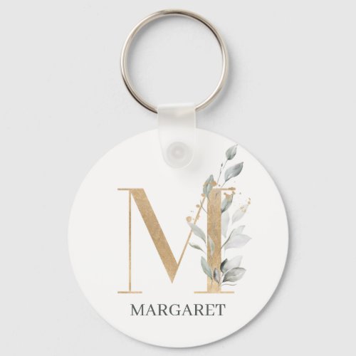 M Monogram Floral Personalized Keychain