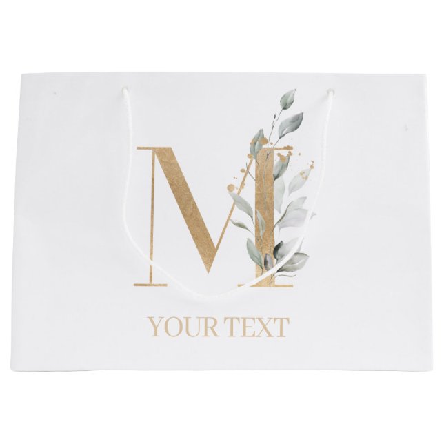 M Monogram Floral Personalized Large Gift Bag (Front)