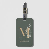 M Monogram Floral Personalized Luggage Tag
