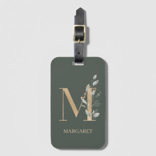 M Monogram Floral Personalized Luggage Tag