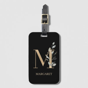 M Monogram Floral Personalized Luggage Tag