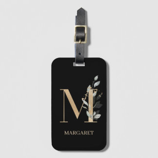 M Monogram Floral Personalized Luggage Tag