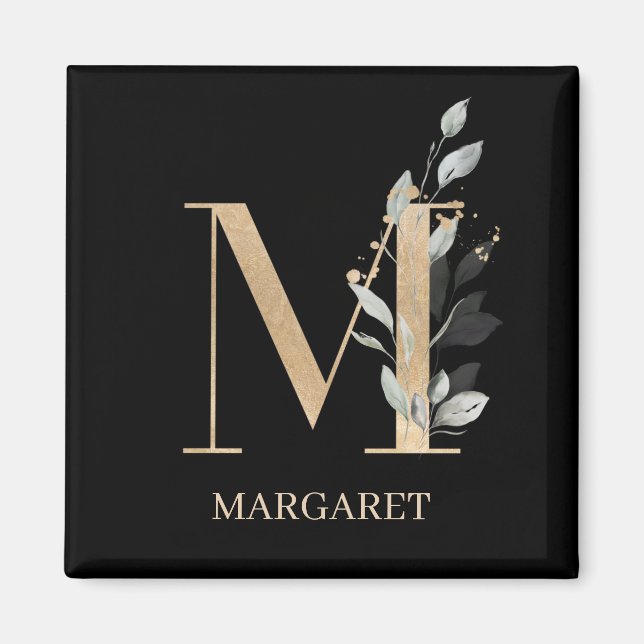 M Monogram Floral Personalized Magnet (Front)