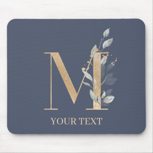 M Monogram Floral Personalized Mouse Pad