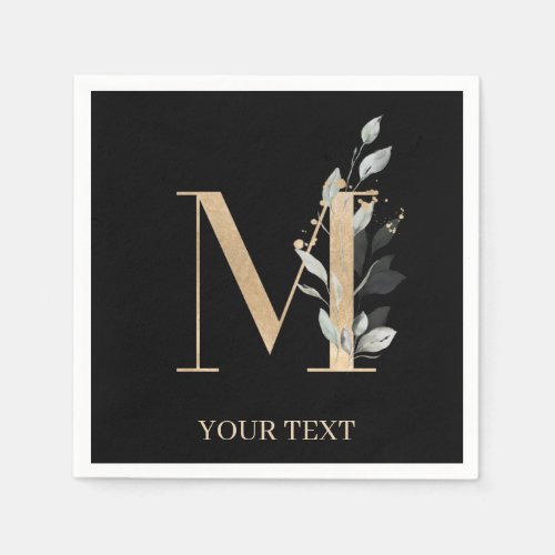 M Monogram Floral Personalized Napkins