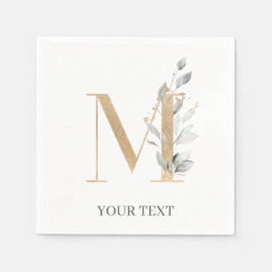 M Monogram Floral Personalized Napkins
