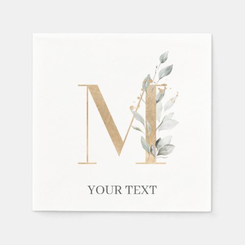 M Monogram Floral Personalized Napkins