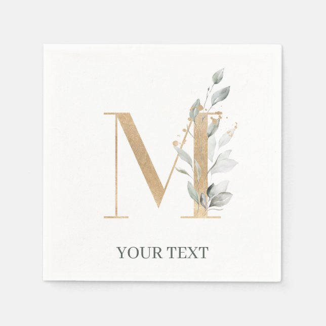 M Monogram Floral Personalized Napkins (Front)